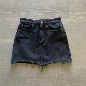 ZARA Black Denim Distressed Skirt